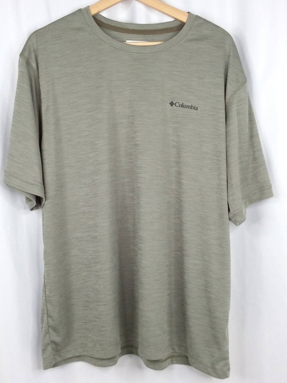 Columbia Omni-Shade Men's Sage Peak Knit Short Sleeve Crew Shirt XXL Stone Green